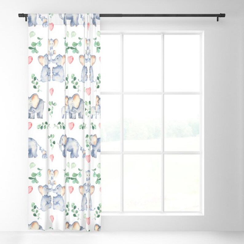 Elephant Curtains Elephant Nursery Curtains Elephant Window Etsy