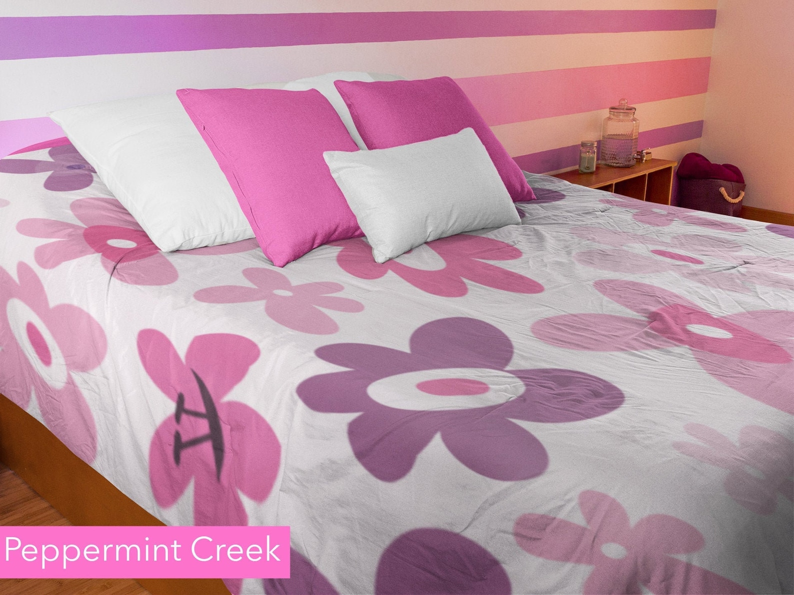 Pink Flower Duvet Girls Bedding Purple Duvet Cover Flowers Etsy