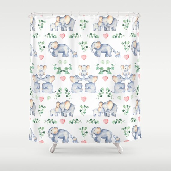 Elephant Shower Curtain Elephant Bathroom Kids Shower Etsy