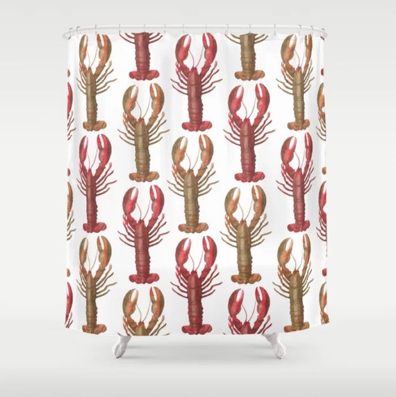 Lobster Shower Curtain Lobster Bathroom Lobster Lover Etsy