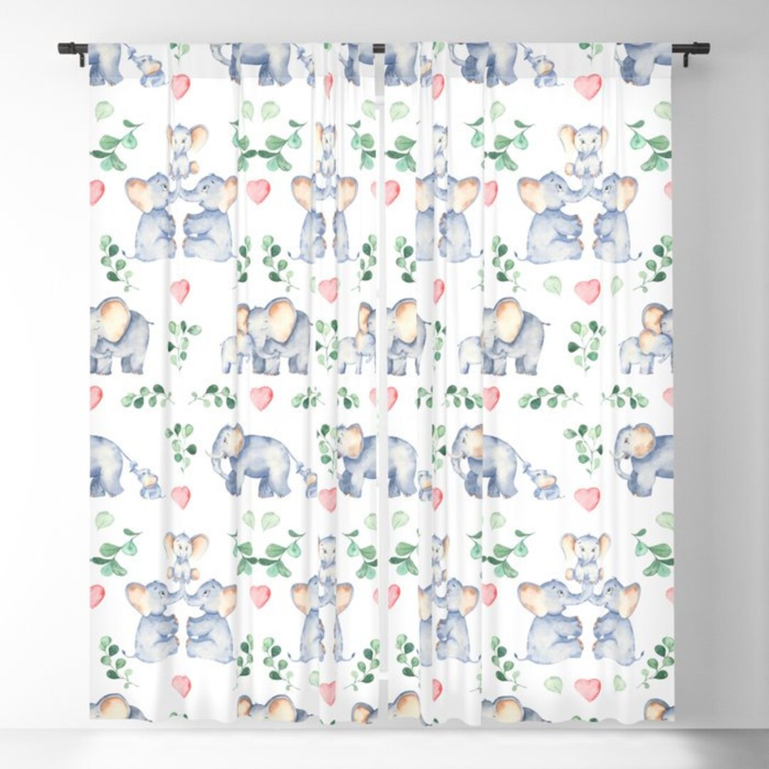 Elephant Curtains Elephant Nursery Curtains Elephant Window Etsy
