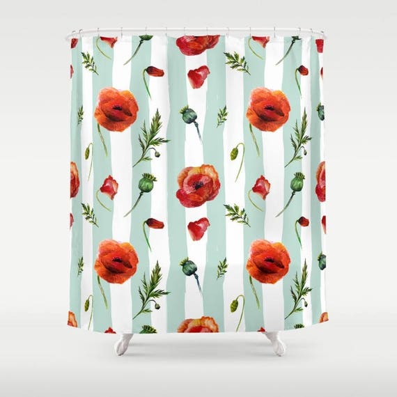 Poppy Shower Curtain Poppies Shower Poppy Bathroom Flowers Etsy