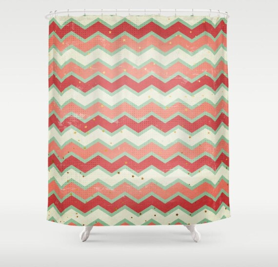 Chevron Shower Curtain Chevron Bathroom Holiday Shower Etsy