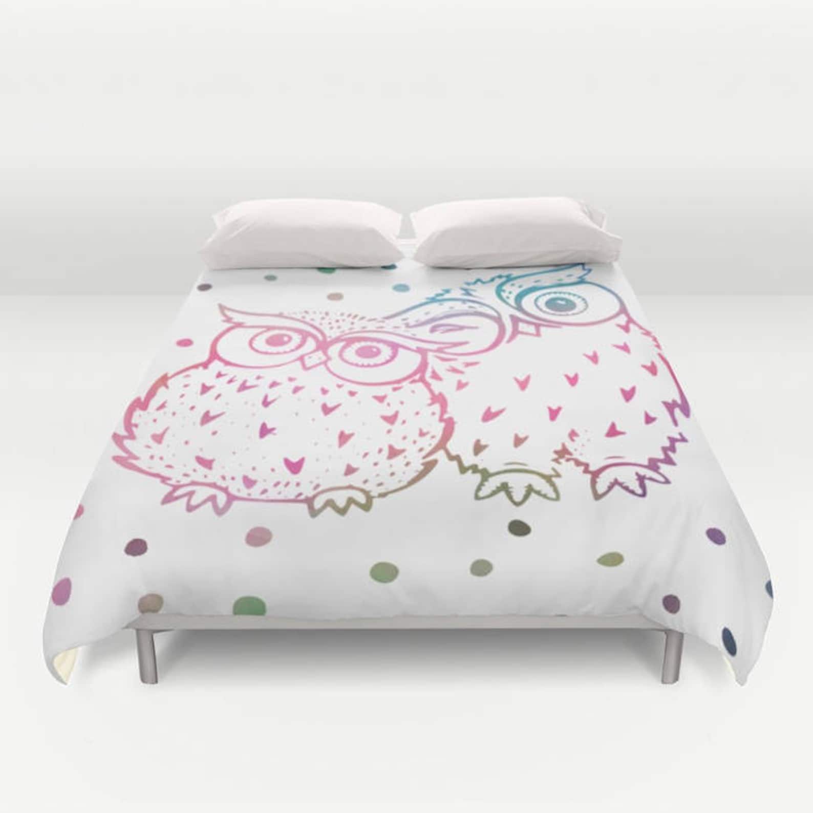 Owls Duvet Cover, Owl Bedding, Owl Comforter, Owl Duvet, Bird Duvet