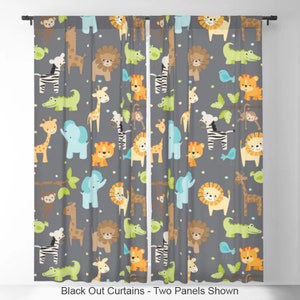 Jungle Animals Window Curtains, Nursery Curtains, Baby Curtains, Childrens Curtains, Safari Animals Curtains, Childs Curtains, Kids Curtains