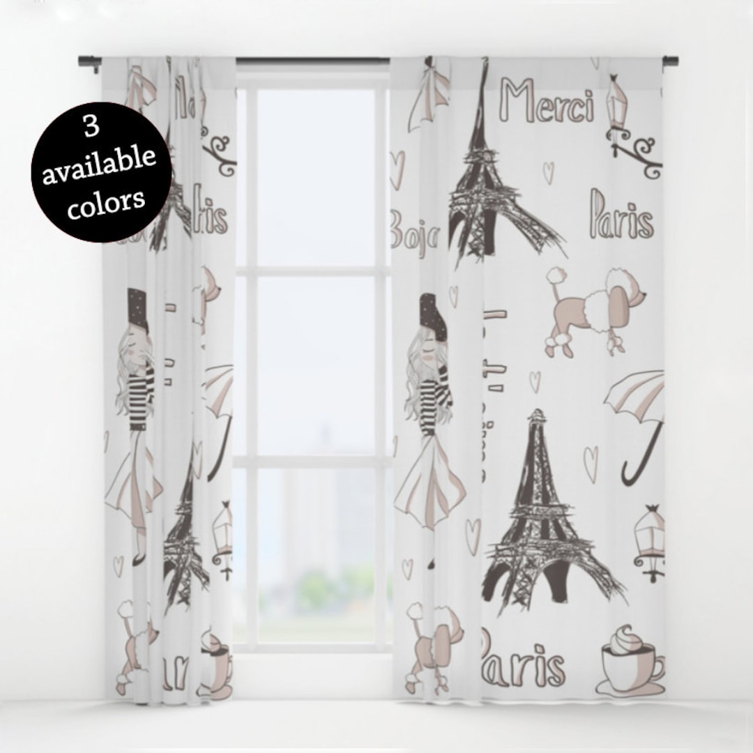 Paris Curtains, Paris Window Curtains, Gift for Paris Lover, Eiffel