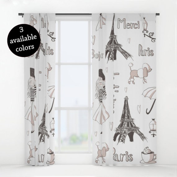 Paris Curtains Paris Window Curtains Gift For Paris Lover Eiffel Tower French Curtains Paris Curtain Panels Teen Bedroom Curtains