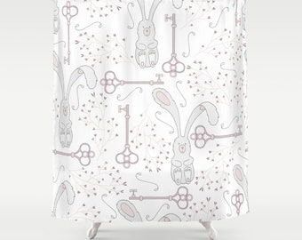 Bunny Shower Curtain, Rabbit Shower Curtain, Bunny Bathroom Decor, Rabbit Bathroom decor, Girls bathroom, Kids Bathroom, Childrens bathroom