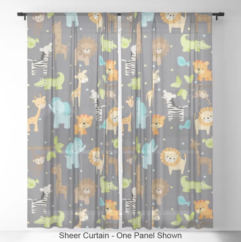 Jungle Animals Window Curtains, Nursery Curtains, Baby Curtains, Childrens Curtains, Safari