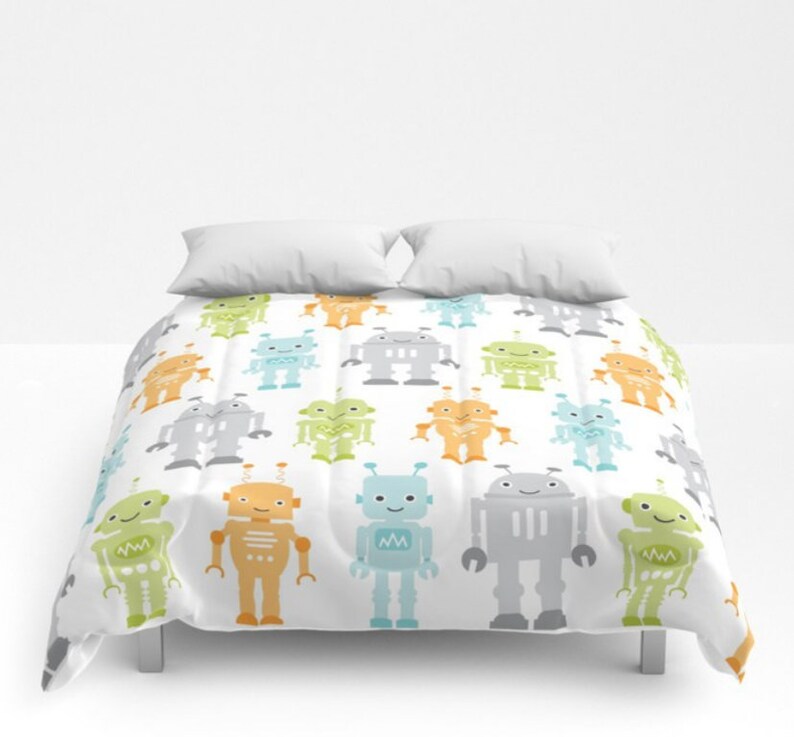 Robots Duvet Robots Comforter Robots Bedding Boys Etsy