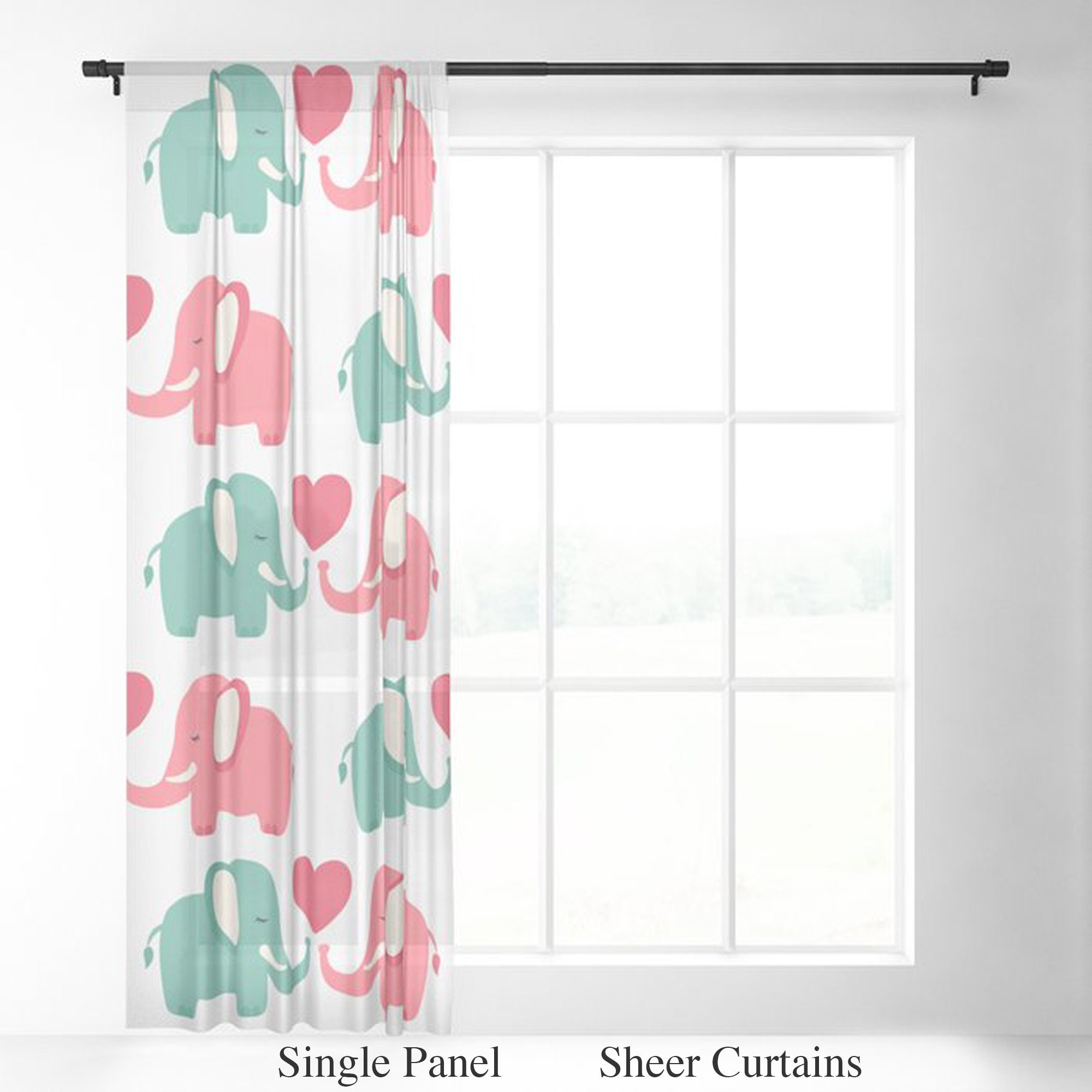 Elephant Curtains Elephant Nursery Elephant Window Curtain Etsy