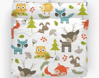 Animal Comforter, Forest Animals Duvet, Animals Duvet, Kids Bedroom, Woodland Animals, Childrens Bedroom, Childs Duvet, Kids Duvet Cover