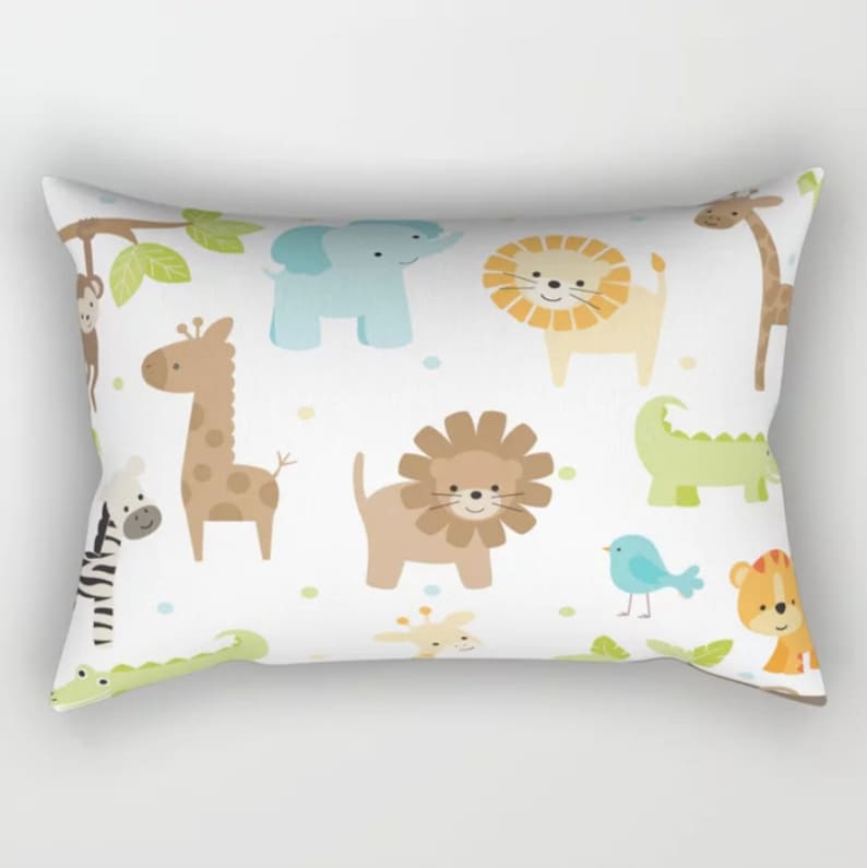 Jungle Animal Throw Pillow Safari Pillow Kids Pillow Cover Etsy