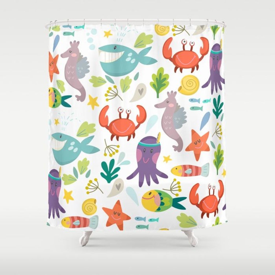 Under the Sea Shower Curtain, Marine Life Shower, Nautical Shower