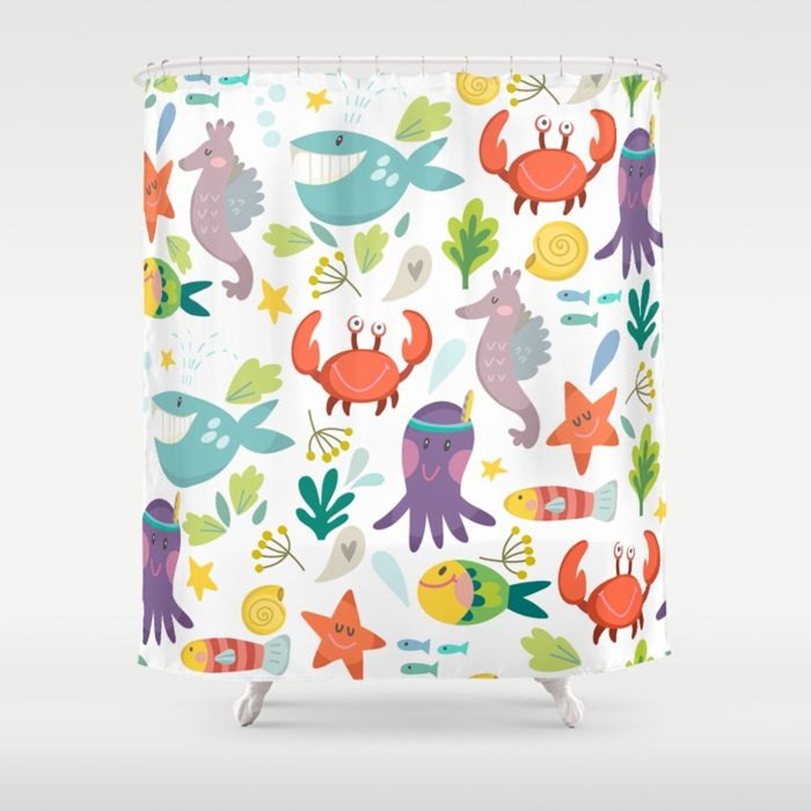 Under the Sea Shower Curtain, Marine Life Shower, Nautical Shower