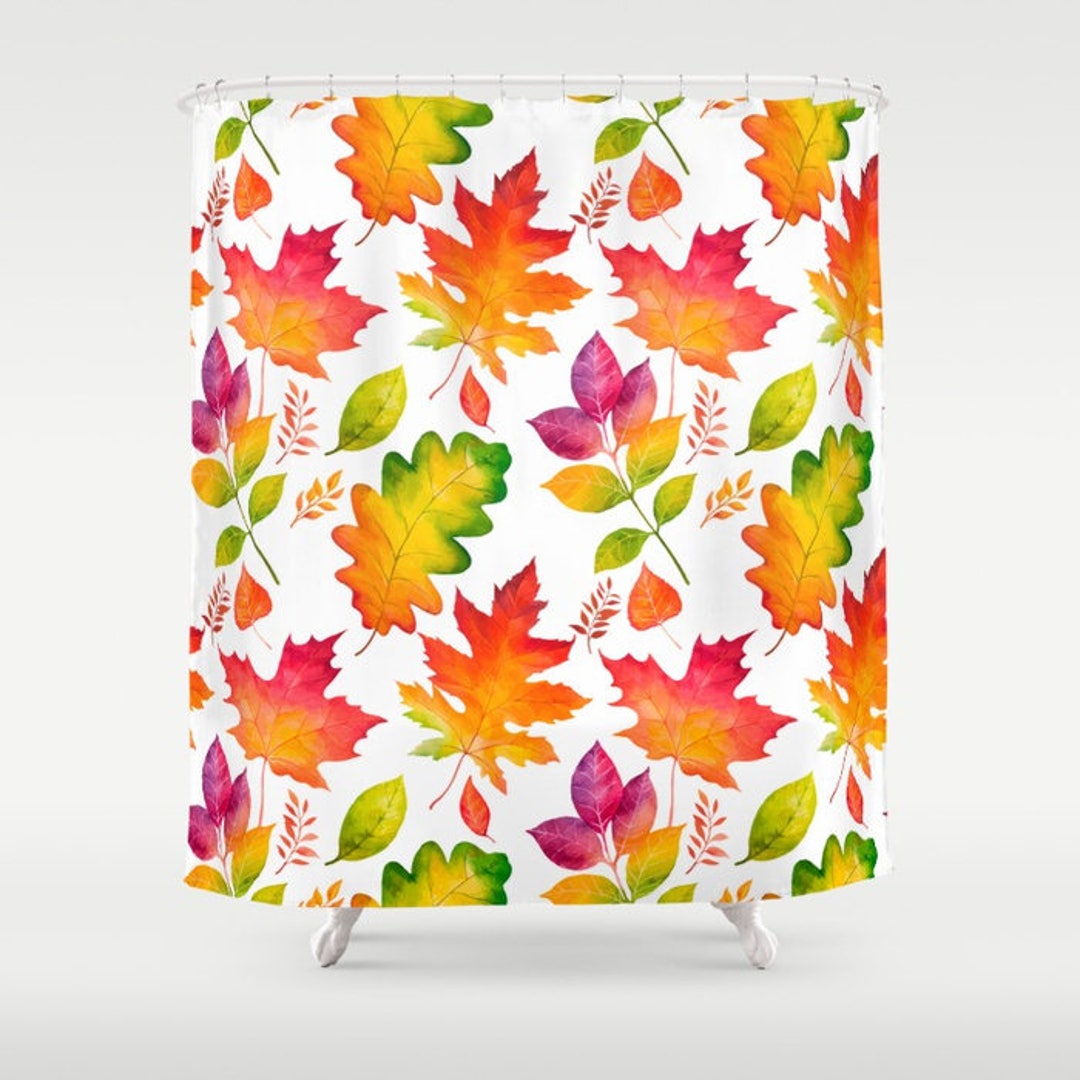 Autumn Shower Curtain Fall Shower Curtain Fall Leaves Shower Etsy