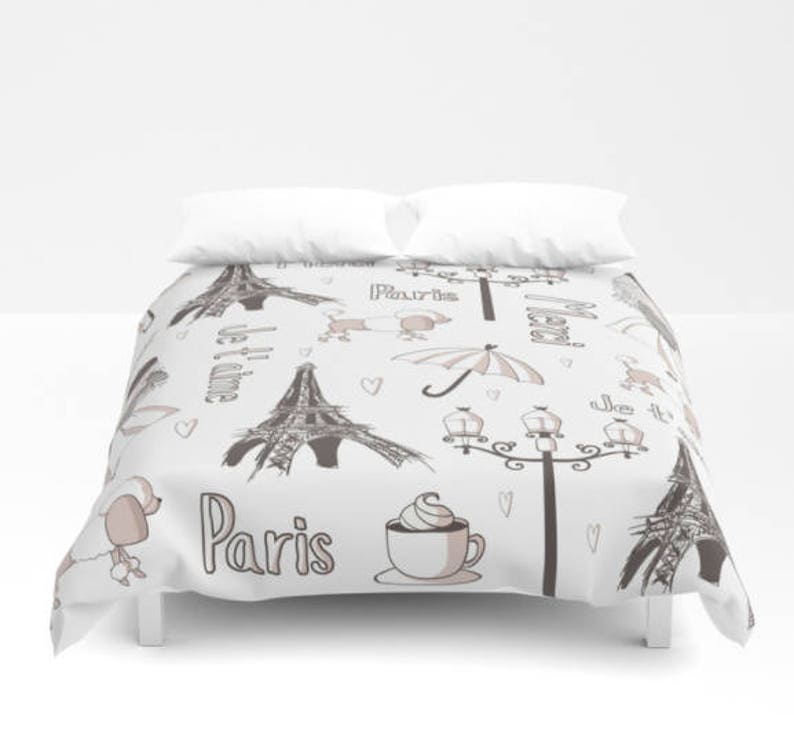 Paris Duvet, Paris Comforter, Paris Bedding, Eiffel Tower Duvet, France