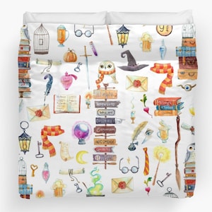 Wizard Bedroom Decor, Wizard Duvet, Wizard Comforter, Magic Duvet, Magic School, Twin Duvet, Kid Duvet, Childrens Duvet, kid Comforter