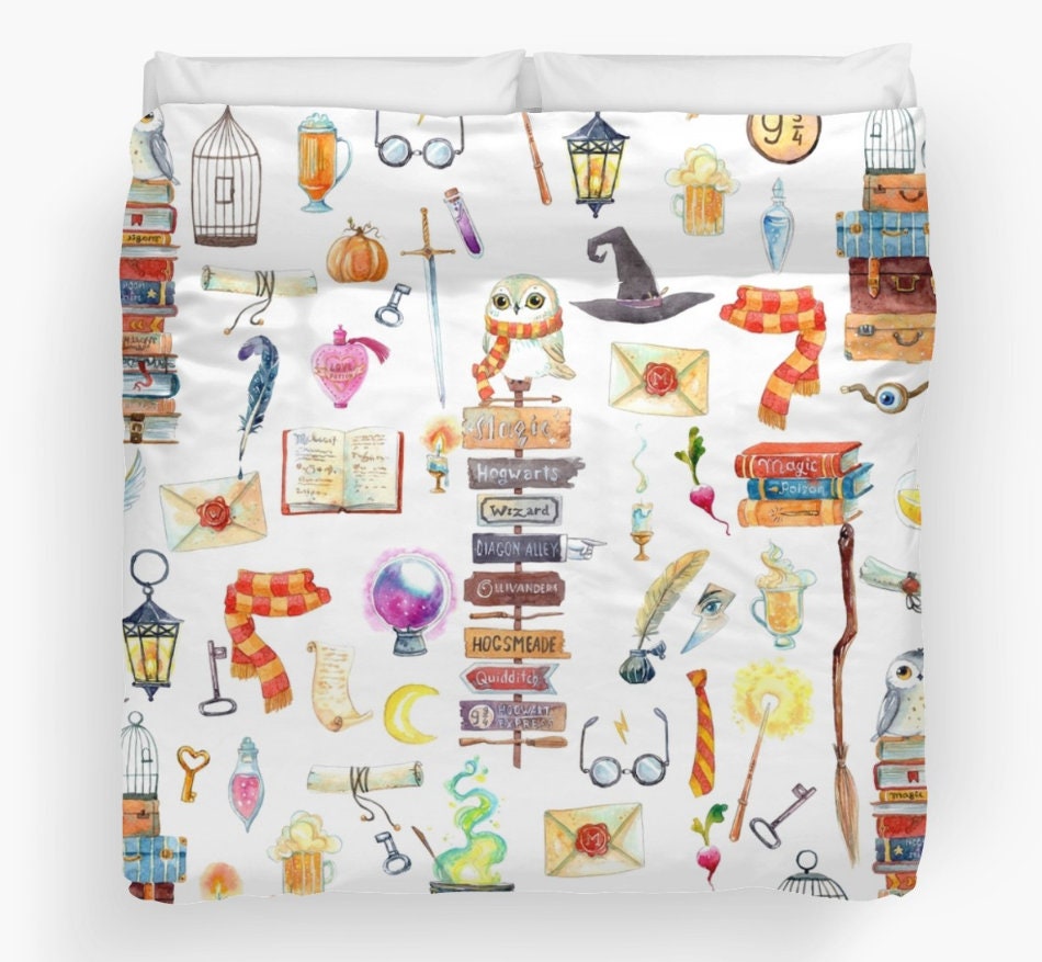 Wizard Bedroom Decor, Wizard Duvet, Wizard Comforter, Magic Duvet, Magic School, Twin Duvet, Kid Duvet, Childrens Duvet, kid Comforter