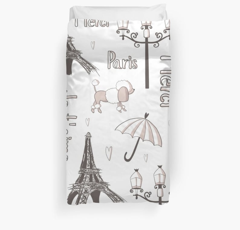 Paris Duvet, Paris Comforter, Paris Bedding, Eiffel Tower Duvet, France
