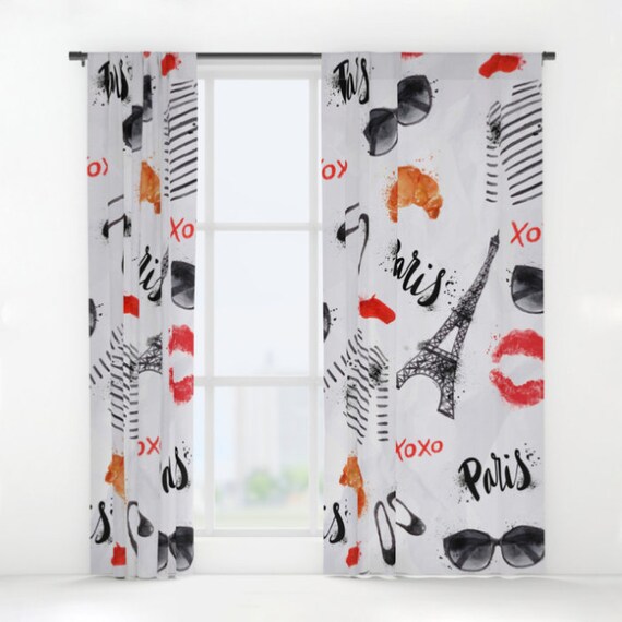 Paris Curtains Paris Window Curtains Gift For Paris Lover Eiffel Tower French Curtains Paris Curtain Panels Teen Bedroom Curtains