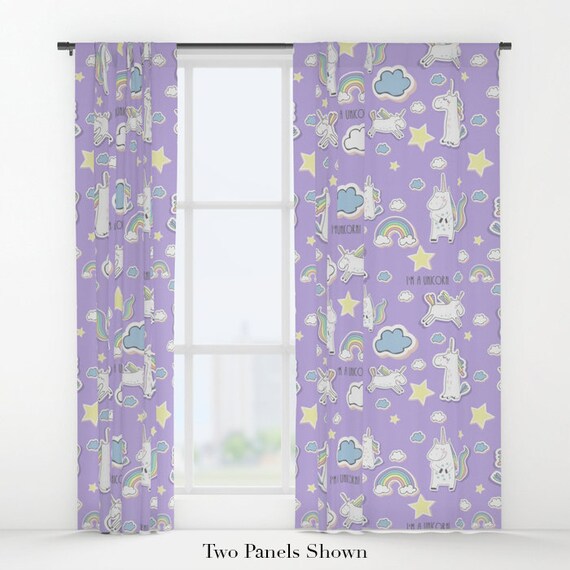 Unicorn Curtains Unicorn Decor Kids Curtains Childs Etsy