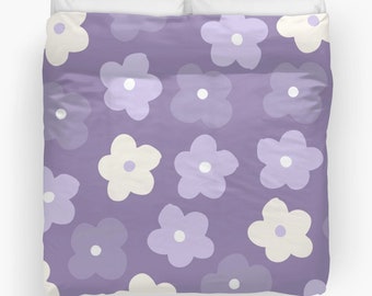 Funda nórdica morada, edredón morado, edredón para niñas, flores moradas, edredón lavanda, edredón con flores, floral, edredón para niñas, ropa de cama para niñas