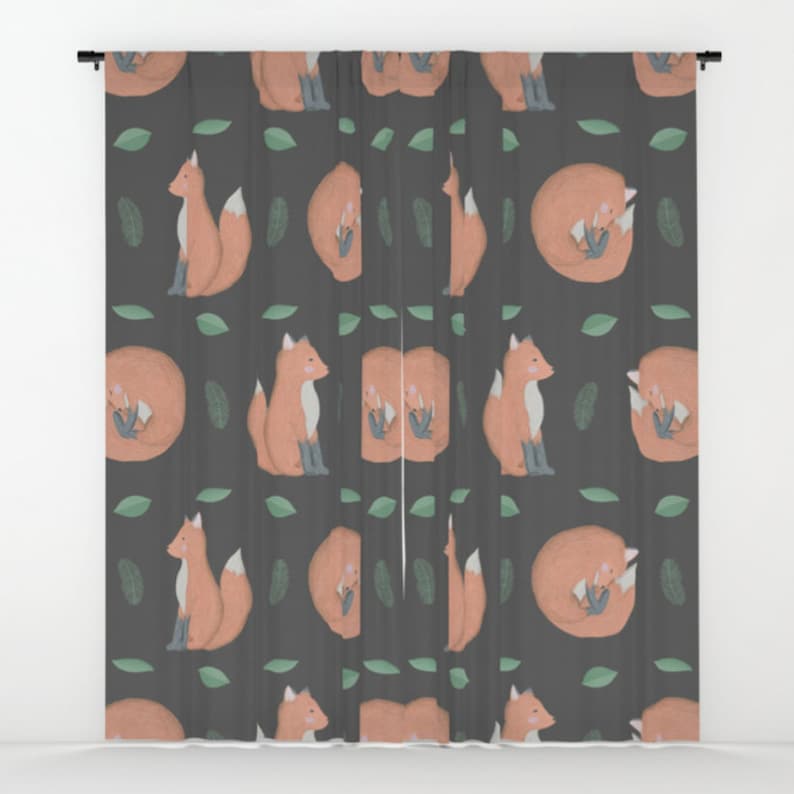 Fox Curtains Fox Window Curtains Nursery Curtains nursery Drapes Children Curtains kid curtains Window Curtains Childs Curtain Panels
