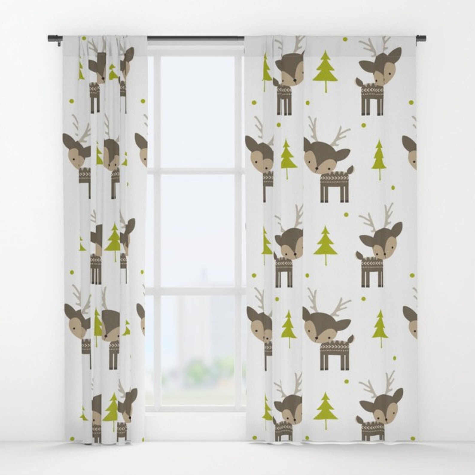 Deer Curtains Deer Window Curtains Kids Curtains Childrens Etsy