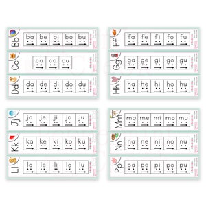 K&ouml;nnte beinhalten: Ein Satz von 10 druckbaren Lernkarten zum Unterrichten von Anfangslauten. Jede Karte zeigt einen Buchstaben und ein Bild, das den Laut darstellt. Die Buchstaben sind in einer bunten Schriftart und die Bilder sind einfach und leicht verst&auml;ndlich.