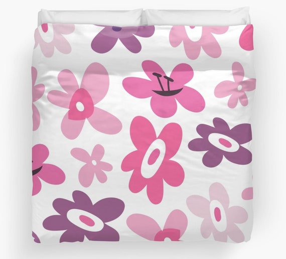 Pink Flower Duvet Girls Bedding Purple Duvet Cover Flowers