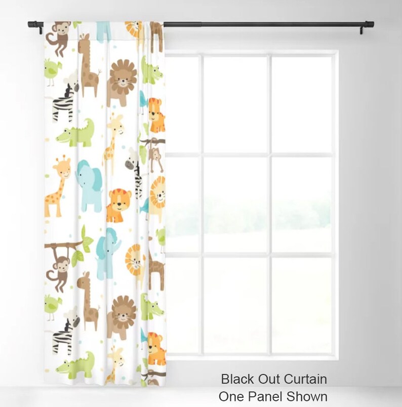 Jungle Animals Kids Curtains Nursery Curtains Baby Curtains Etsy UK