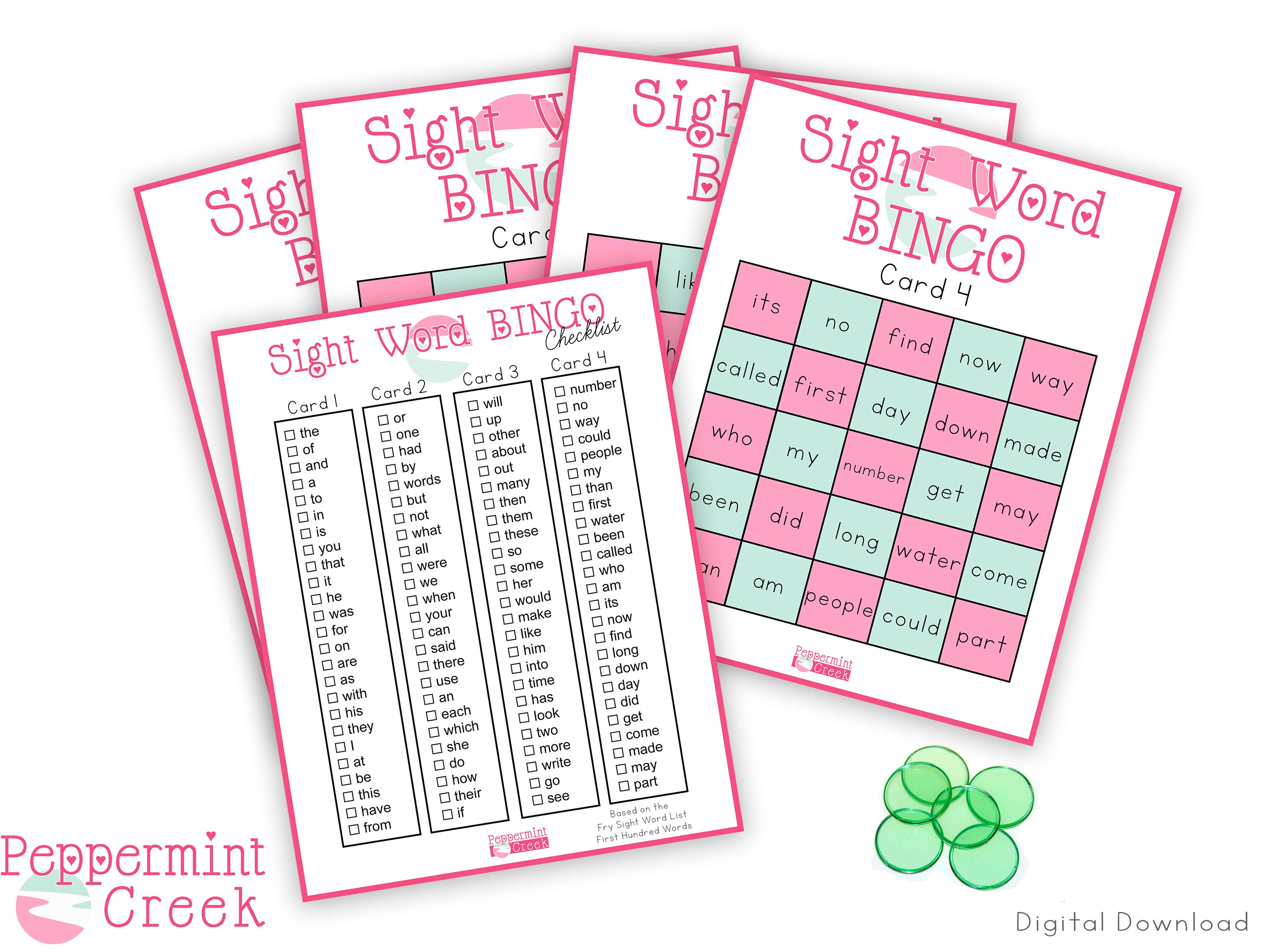 Sight Word Bingo Game for Children, Learning Resource, Frys 100 Site ...