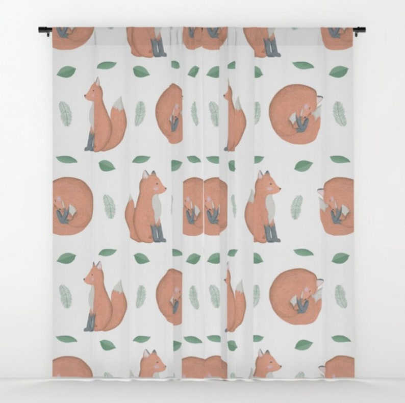 Fox Curtains Fox Window Curtains Nursery Curtains nursery Drapes Children Curtains kid curtains Window Curtains Childs Curtain Panels