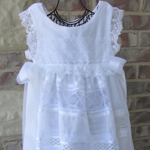Beautiful heirloom Christening/Baptism/Blessing dress with inserted lace and ribbon