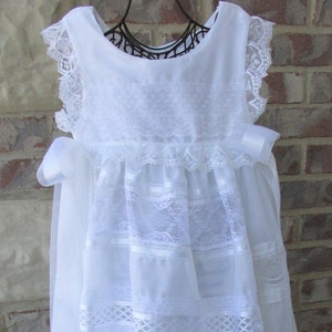 Beautiful heirloom Christening/Baptism/Blessing dress with inserted lace and ribbon