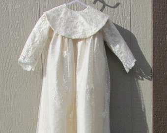 Boy or Girl Christening/baptism/blessing gown copied from a vintage gown with delicate lace and satin