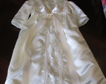 Unisex Boy or girls satin Christening/Baptism/Blessing gown with matching jacket