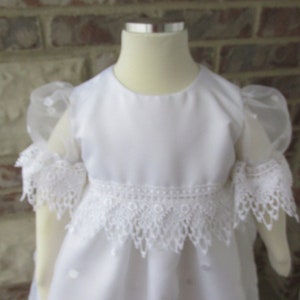 Christening/baptism/blessing dress with organza and beautiful three inch lace