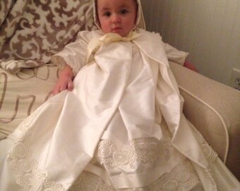 Boy or girls silk Christening/Baptism/Blessing gown with matching jacket
