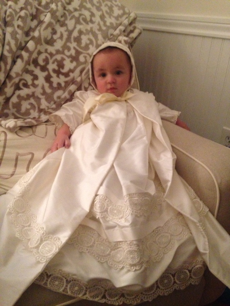 Boy or girls silk ChristeningBaptismBlessing bonnet
