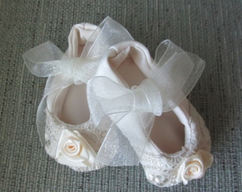 Champaign colored Christening, baptism, blessing shoes for baby girls