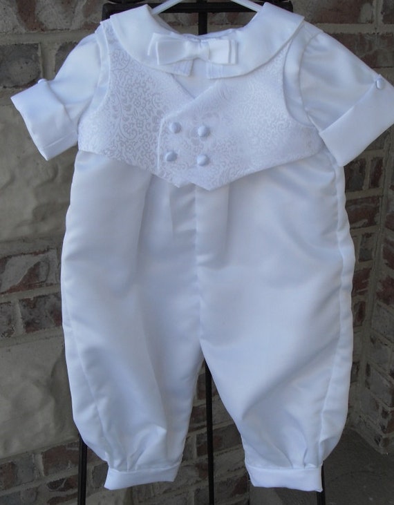 Boys christening, baptism, blessing outfit with satin brocade vest