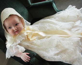 Kleding Unisex kinderkleding Unisex babykleding Kledingsets Christening gown Heirloom Sz 0-6 m slip & Bonnet 