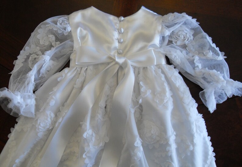 Long sleeved white christening/baptism/blessing dress image 2