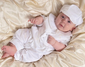 Boys christening, baptism, blessing outfit with satin brocade vest
