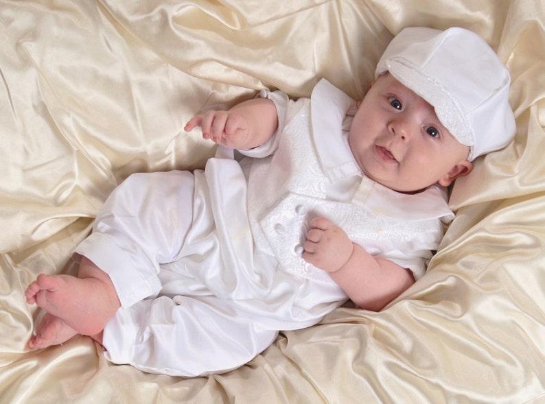 Boys christening baptism blessing outfit with satin brocade | Etsy