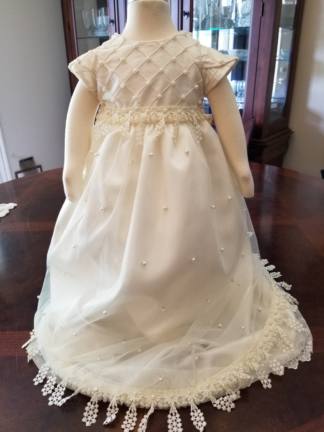 Silk, Satin and Tulle With Pearls Christening/baptism/blessing Gown ...