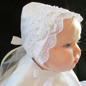 Elegant Satin and Tulle Baby Bonnet With Two Different Laces - Etsy