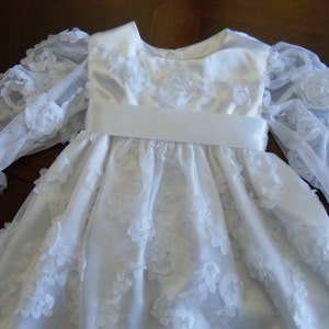 Long sleeved white christening/baptism/blessing dress image 1